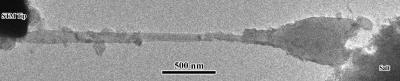 interfacial force microscope tip creates tendril from salt as tip retreats from salt surface
